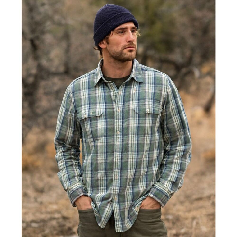 Eddie Bauer Woven Heavy Cotton Plaid Workwear Shirt Mens Sz XL Classic Outdoor
